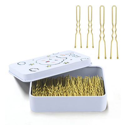 200pcs U Shaped Hair Pins Black/Brown/Blonde/Silver with Cute Case, Hairpins for Buns, Premium Bobby Pins for Kids, Girls and Women, Great for All Hair Types(2.4 &amp; 2 Inch) (Blonde)
