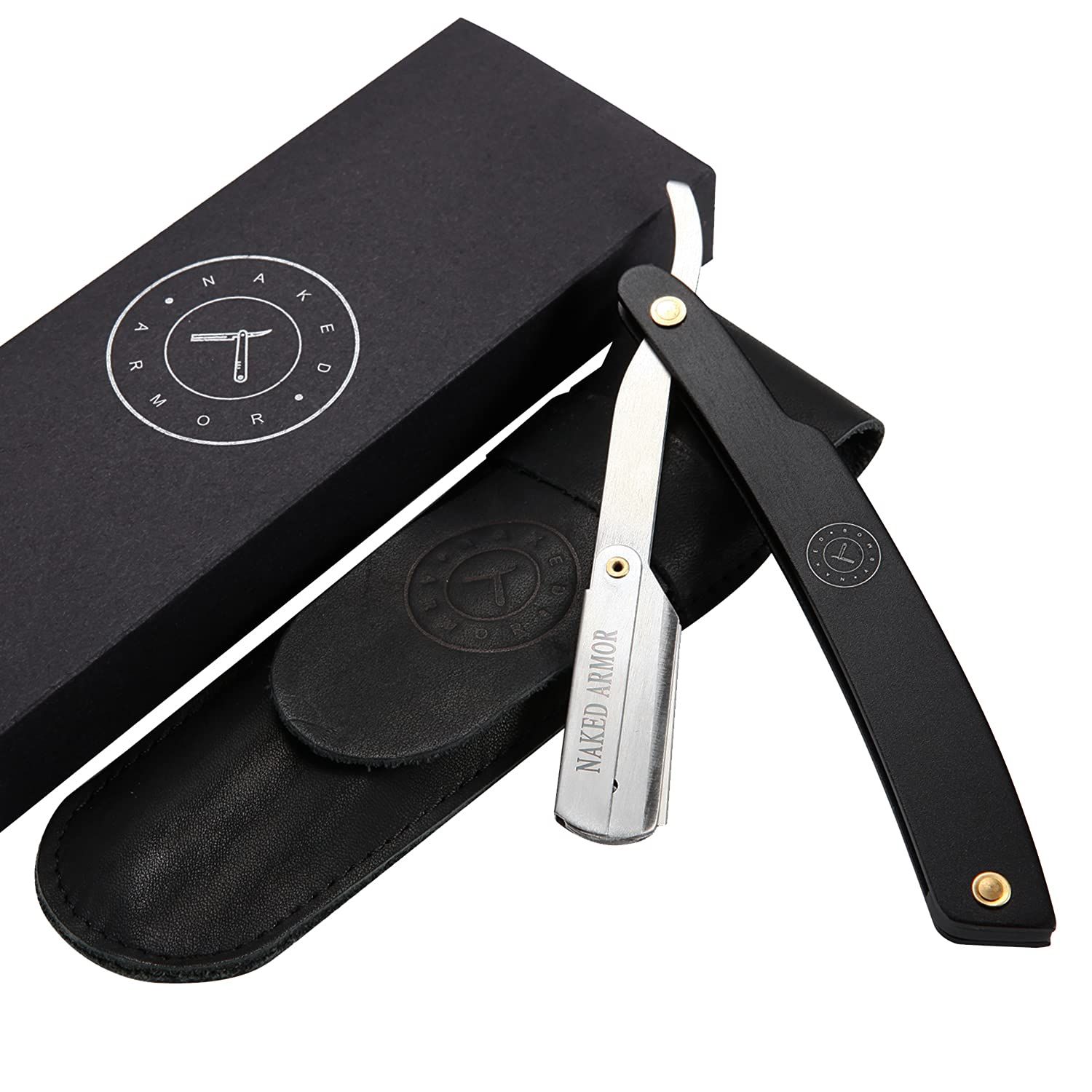 Best Shavette Straight Razor - Replaceable Blade Straight Razor, Metal Handle Shavette, No Stropping &amp; Honing Needed, Great Starter Blade, Hygienic, Close Shave, Leather Case (Black)