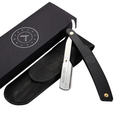 Best Shavette Straight Razor - Replaceable Blade Straight Razor, Metal Handle Shavette, No Stropping &amp; Honing Needed, Great Starter Blade, Hygienic, Close Shave, Leather Case (Black)