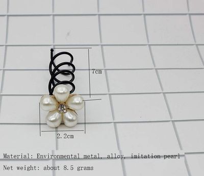 5PCS Imitation Pearl Spiral Twist Screw Hair Pins Rhinestone Flower Hair Clips Spiral Bobby Pins Hair Bun Styling Tool Hair Accessories for Women Lady (A#)