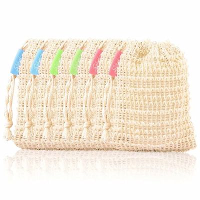 Bar Soap Saver Bags 6 Pieces, Shampoo &amp; Conditioner Bar Holder for Preserve Soap Bars, Natural Sisal Soap Pouch for Exfoliating Body Scrubber, Travel Mesh Soap Pocket Soap Sack Use in Shower Bath