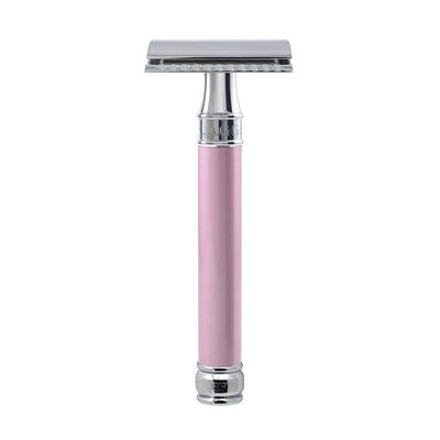 Edwin Jagger Double Edge Safety Razor, Long Handle, Pink