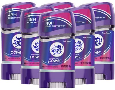 Lady Speed Stick Invisible Dry Power Antiperspirant Deodorant Gel for Women, Fresh Fusion - 2.3 ounce (6 Pack)