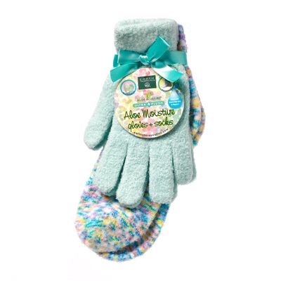 Earth Therapeutics Aloe Moisture Gloves &amp; Socks Set - Confetti/Celedon