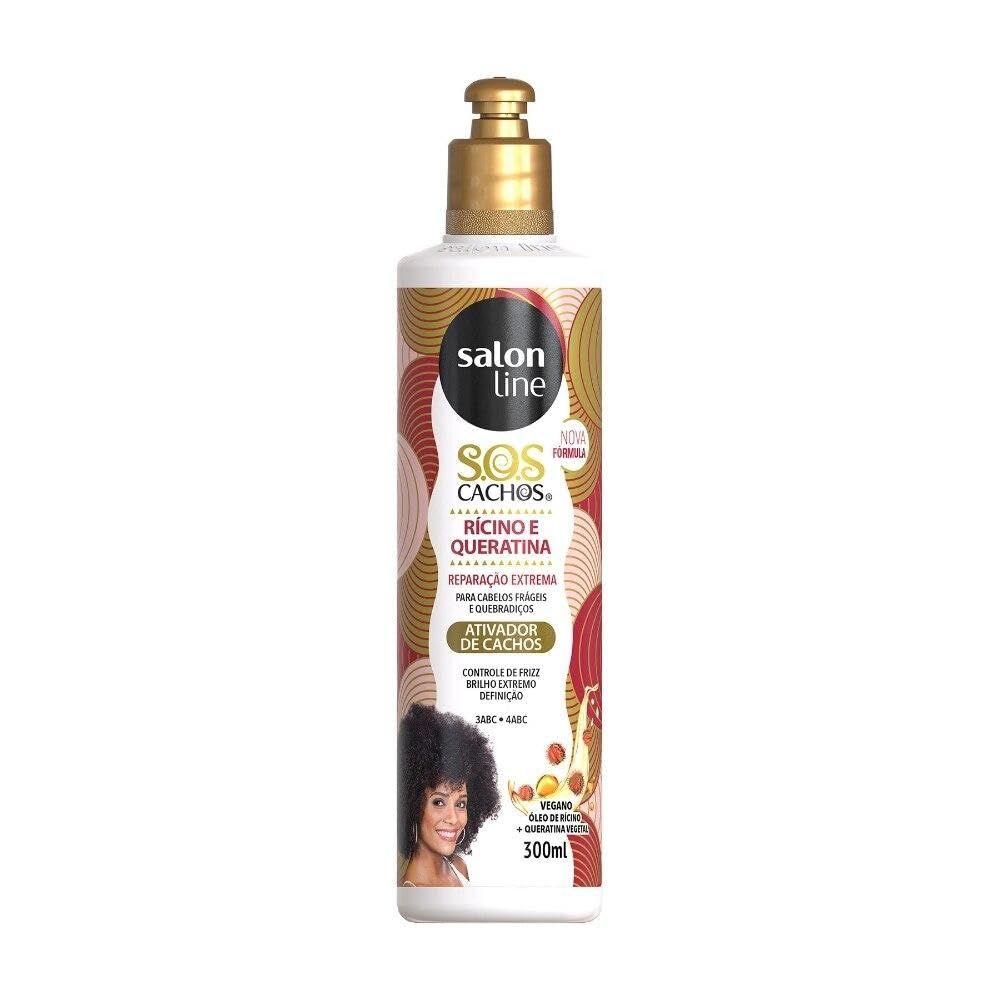 Salon Line - Linha SOS Cachos (Oleo de Ricino e Queratina) - Ativador de Cachos 300 Ml - (SOS Curls (Castor Oil and Keratin) - Curl Activator 10.14 Fl Oz)