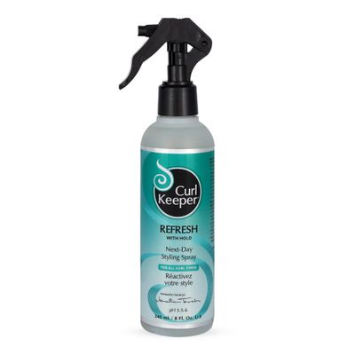 Curl Keeper Refresh Hair Styling Spray for Curly Hair - Lightweight Water-Based Anti-Frizz Formula with Hold for Wavy and Curly Styles, 8 Fl Oz
