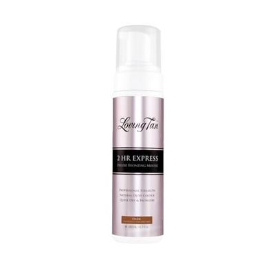 Loving Tan 2 HR Express Mousse, Dark- Streak Free, Natural looking, Professional Strength Sunless Tanner - Up to 5 Self Tan Applications per Bottle, Cruelty Free, Naturally Derived DHA - 6.7 FL Oz