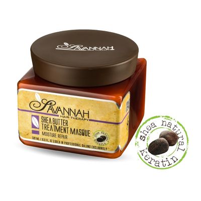 Savannah Hair Therapy Hair Mask for Damaged Hair with Shea Butter &amp; Keratin - Hydrate, Repair &amp; Rejuvenate with Deep Moisture Treatment for Dry, Damaged, and Curly Hair