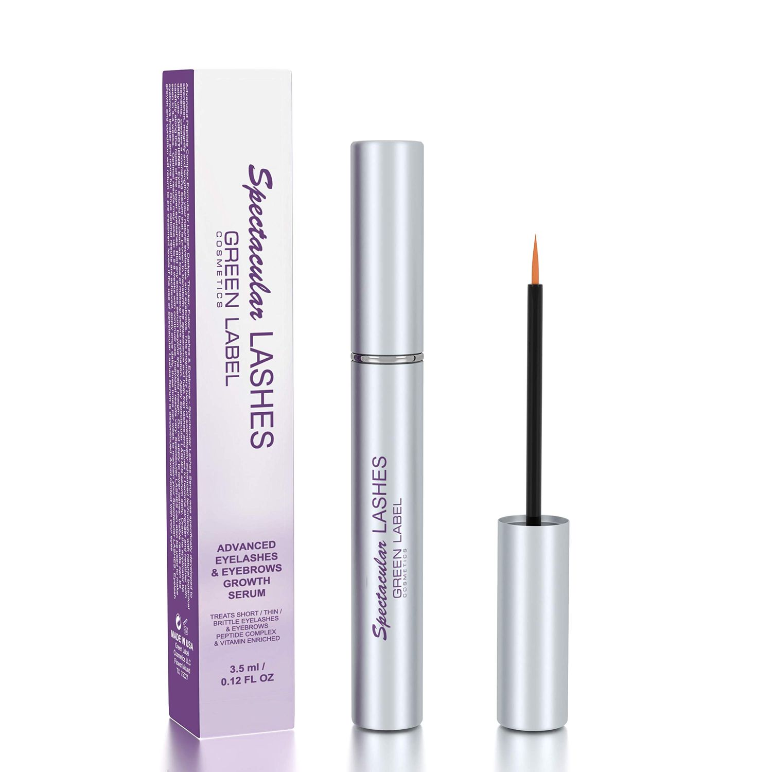 Eyelashes &amp; Eyebrows Growth Products. Eyelash Growth Serum &amp; Eyebrow Enhancer: Spectacular Lashes. Green Label Cosmetics