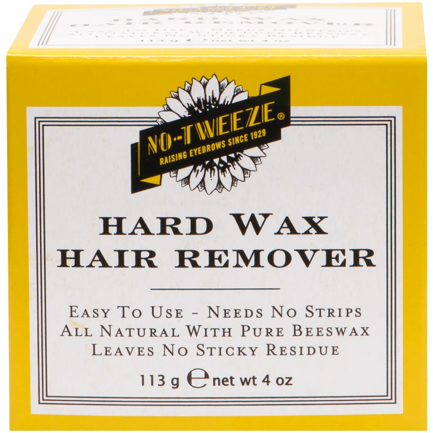 No-Tweeze Hard Wax Hair Remover, Needs No Strips, Made with Pure Beeswax, 4 oz.