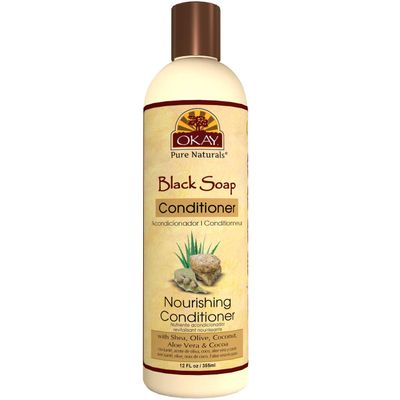 OKAY | African Black Soap Conditioner | For All Hair Types &amp; Textures | Hydrate &amp; Moisturize | With Shea, Olive, Coconut, Aloe Vera and Cocoa | Free of Parabens, Silicones, Sulfates | 12 oz