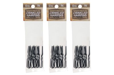 Amish Valley Products Hairpins 36 Count Crinkled Heavy Duty Stainless Steel Handmade Hair Pin Use in place of Hair Clips Barrettes Bobby Pins Snag-less (1 5/8 Inch, Stainless Steel)
