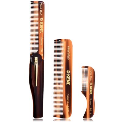 Kent Combs for Men Beard Comb Set, Folding Comb Beard Kit for Men for Travel and Home Care, Mustache Comb for Men, Mini Comb Beard Combs for Mens Grooming, Handmade Mens Beard Grooming Set