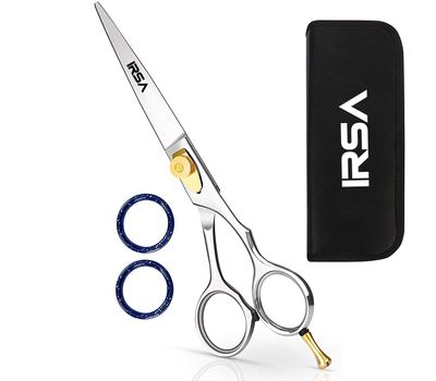 Professional Barber Hair Cutting Scissors/Shears (6.5 Inches) with Fine Adjustable Tension Screw and Detachable Finger Rest - Silver With Barber Case
