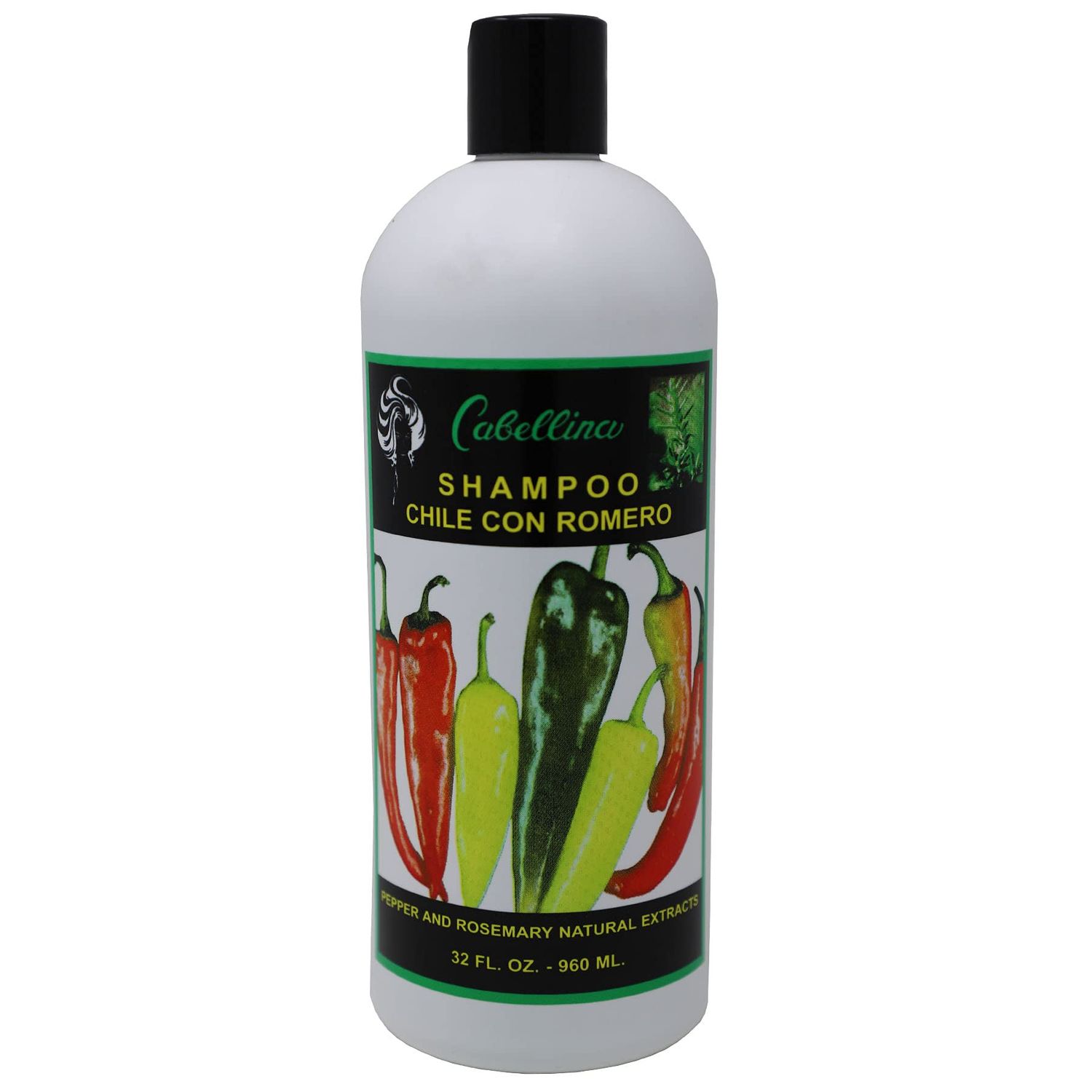 Cabellina Chile con Romero Shampoo, Cleans and Refresh, 32 FL OZ, Bottle,Green