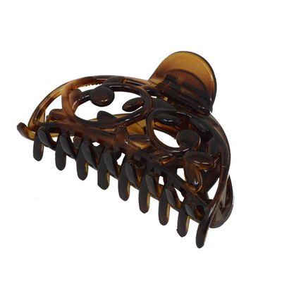 Parcelona French New Jardin Medium 3 1/4 Inch Covered Spring Celluloid Shell Jaw Hair Claw Clip