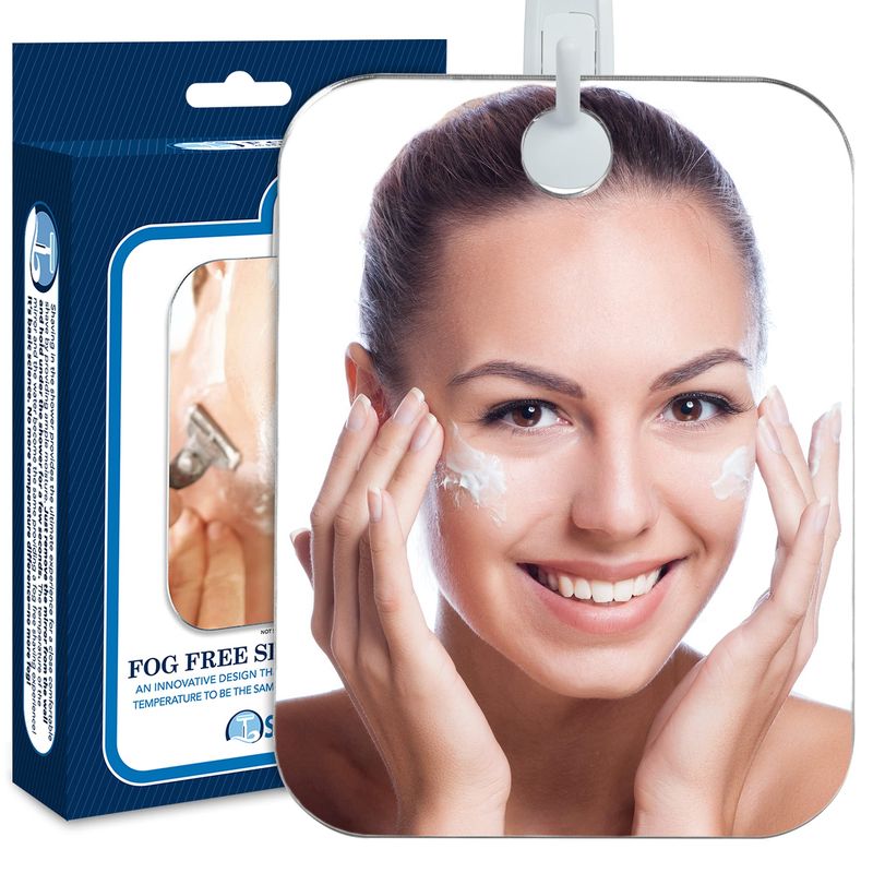 The Shave Well Company Deluxe Anti-Fog Shaving Mirror | Fogless Hanging Bathroom Shower Mirror with Handheld Option for Men and Women | Includes Long-Lasting Removable Adhesive Hook