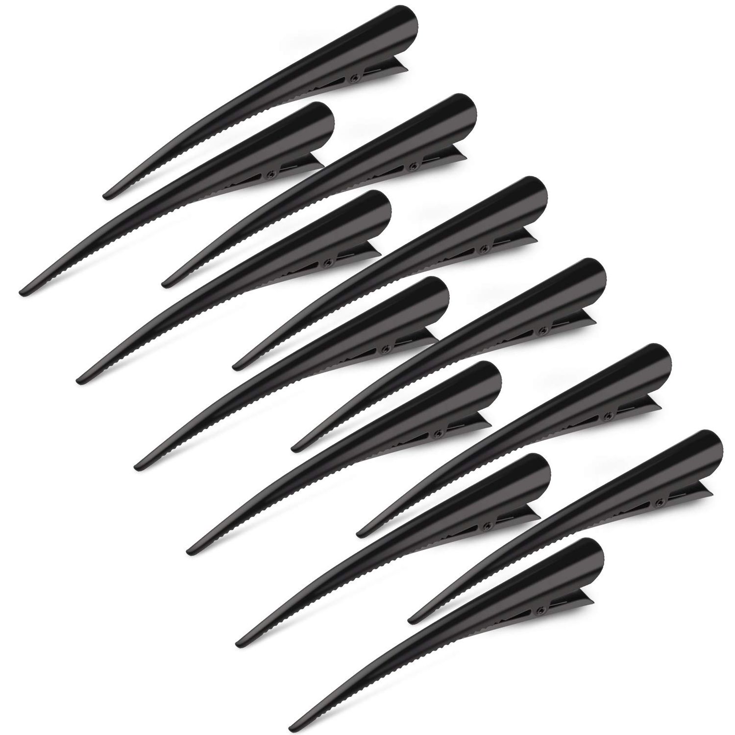 12 Pack Alligator Hair Clips for Styling Sectioning Salon Hairstyle, GLAMFIELDS 5 inch Non-Slip Black Duckbill Metal Teeth Clips for Women Girls Thick Hair