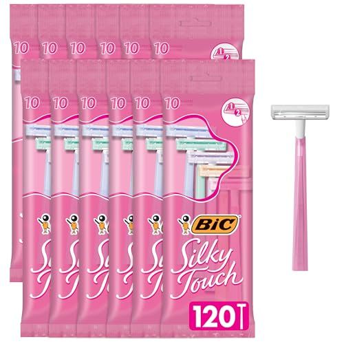 BIC Silky Touch Women&#39;s Disposable Razors, with 2 Blades, Pretty Pastel Razor Handles, 10 Count Value Pack of Shaving Razors