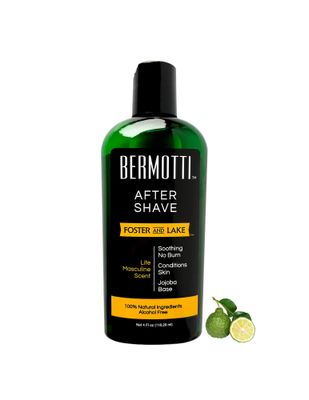 Foster and Lake, BERMOTTI No Burn Best Aftershave Balm, 4 fl. oz.- Natural Non Alcohol, Bergamot Scent, Skin Moisturizer Lotion for Head or Face