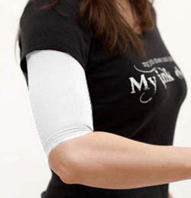 Tatjacket Tattoo Cover Up Concealer Sleeve, 2-PACK, Upper Arm or Calf coverage, UPF 50 Protection, Slip Free, for Men &amp; Women (Unisex), LARGE, WHITE