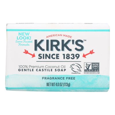 Kirk&#39;s Natural Original Coco Castile Soap Fragrance Free, 4 Ounce (Packaging may Vary)