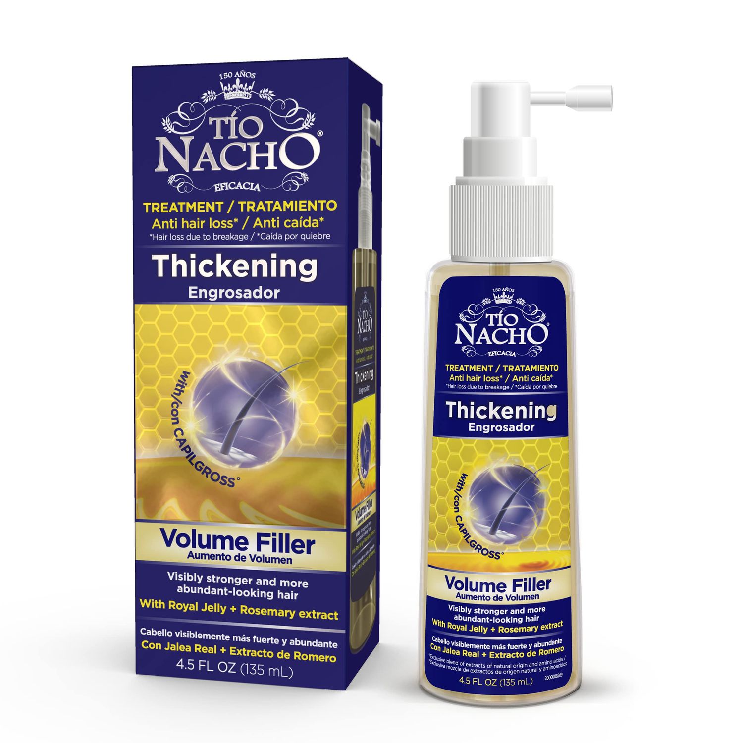 Tio Nacho Thickening Volume Filler Treatment with Royal Jelly, 4.5 Oz: Anti-Hair Loss, Strengthens &amp; Increases Hair Diameter, Natural Extracts for Abundant-Looking Hair