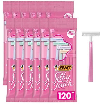 BIC Silky Touch Women&#39;s Disposable Razors, with 2 Blades, Pretty Pastel Razor Handles, 10 Count Value Pack of Shaving Razors