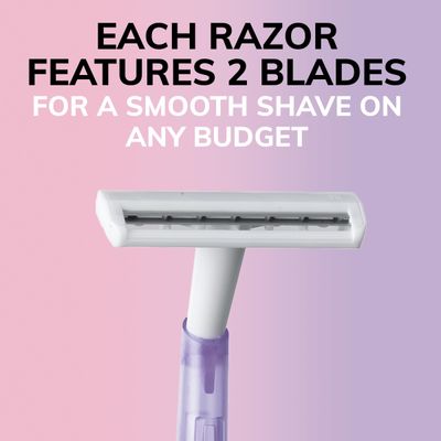 BIC Silky Touch Women's Disposable Razors, with 2 Blades, Pretty Pastel Razor Handles, 10 Count Value Pack of Shaving Razors
