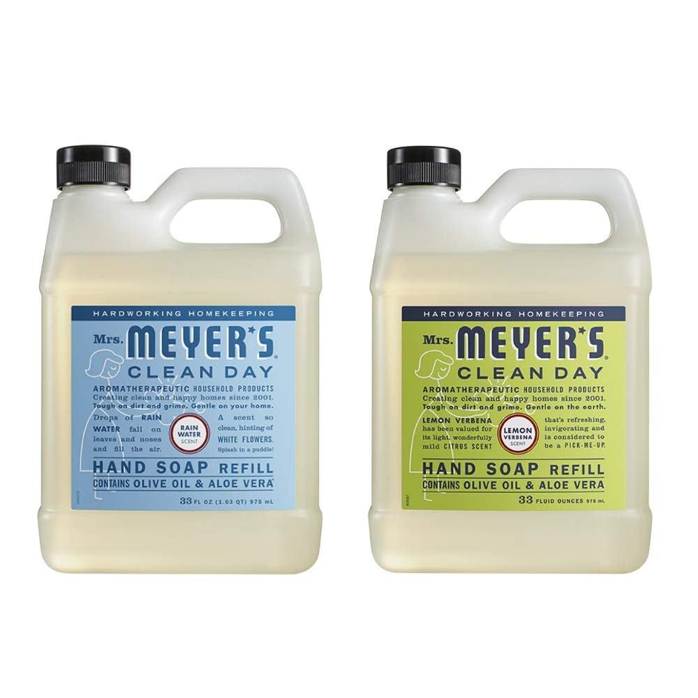 MRS. MEYER&#39;S CLEAN DAY Hand Soap Refill Scent Variety Pack 2 CT (Lemon Verbena + Rain Water)