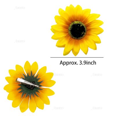 AUEAR, 12 Pack Sunflower Alligator Clips Duckbill Hair Flower Barrettes Styling Accessories for Women Beach Summer Party