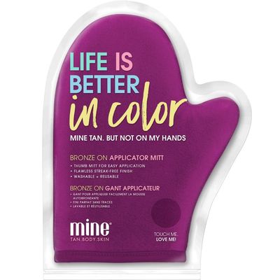 Mine Self Tanning Mitt | Bronze On - Sunless Tanner Applicator Glove with Thumb, Streak-Free, Velvety Soft, Washable, Reusable, Face &amp; Body, Great for Foam, Mousse, Gradual Lotion, &amp; Drops