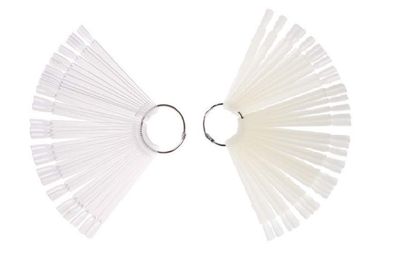 100 Tips White and Transparent Plastic Polish Board Nail Art Display Practice Sticks Wheel with Metal Split Ring Holder