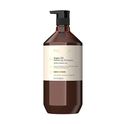 Theorie Argan Oil Restoring Shampoo - Rejuvenate &amp; Moisturize - Sulfate Free - Suited for All Hair Types - Safe for Color &amp; Keratin Treated Hair, Pump Bottle 800mL.