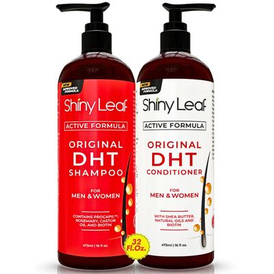 DHT Blocker Shampoo and Conditioner for Hair Loss With Biotin For Men, Women, Anti-Hair Loss Treatment, Rosemary Leaf Oil and Asparagus Extracts, for Thinning Hair (Shampoo and Conditioner) (1 Set)