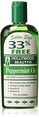 Hollywood Beauty Peppermint Hair Oil, 8oz Bottle, Conditions both hair and skin, Natural Treatment that Dries Itchy Scalps &amp; Moisturizes Hair &amp; Skin, Omega-3 Fatty Acids, Vitamin A &amp; C