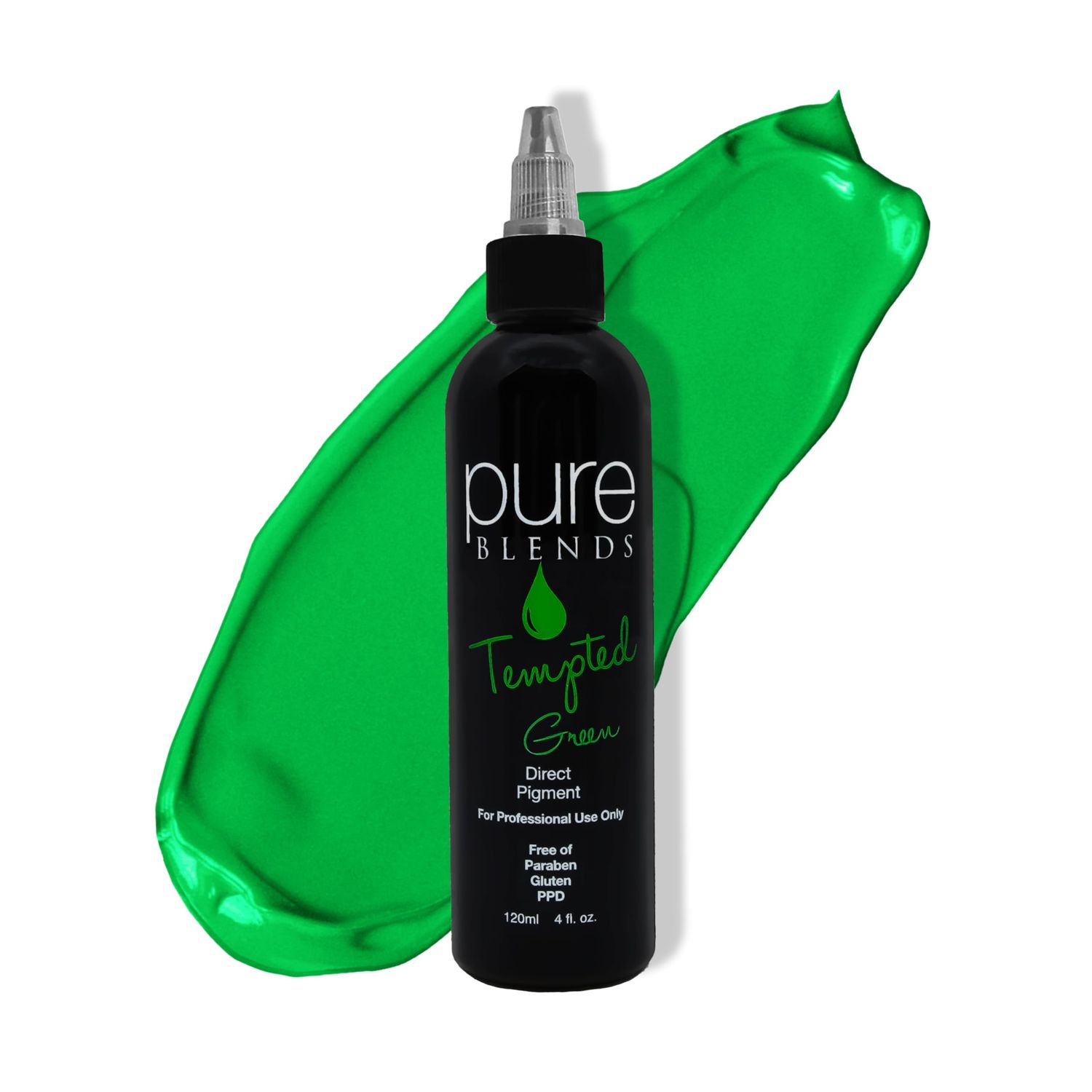 Pure Blends Tempted Demi Permanent Direct Hair Dye Pigment Stain With Vivid Tones For Color Treated Hair Keratin Infused &amp; Cruelty Free Sulfate Free Sodium Chloride Free PPD &amp; Paraben Free (Green)