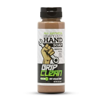 Grip Clean - Hand Cleaner for Mechanics - Heavy-Duty Mechanic Soap, Liquid Hand Soap with Natural Pumice &amp; Clay to Absorb Tough Grease, Oil &amp; Dirt - Moisturizing Coconut Oil, Lime Scent (8oz)