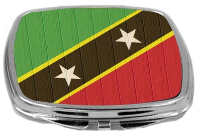 Rikki Knight Compact Mirror on Distressed Wood Design, Saint Kitts and Nevis Flag, 3 Ounce