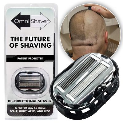 Premium Omnishaver Bi-Directional Shavers for Men &amp; Women | 10x Faster Than Disposable Razors | Self-Cleaning, Self-Stropping Razor Blades for Shaving Head, Legs, Arms, Body | No Rinsing During Shave