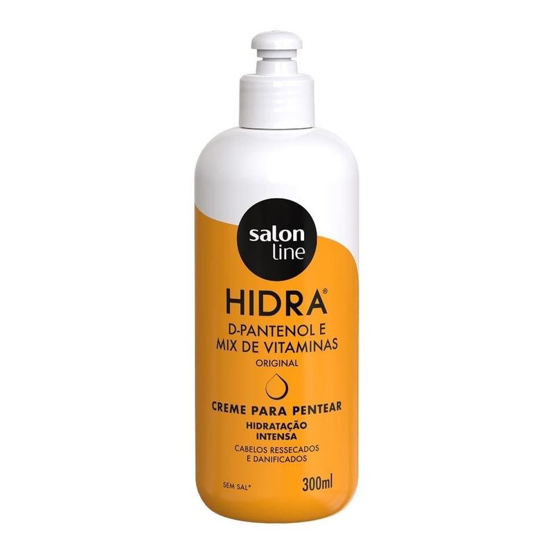 Salon Line - Linha Hidra (D-Pantenol e Mix de Vitaminas) - Creme para Pentear Hidratacao Intensa 300 Ml - (Hydra (D-Panthenol and Vitamin Mix) - D-Panthenol and Vitamin Mix Combing Cream 10.14 Fl Oz)