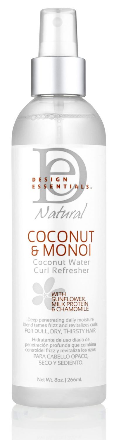 Design Essentials Natural Coconut &amp; Monoi Coconut Water Curl Refresher with Sunflower, Marshmallow Root &amp; Aloe, 8 Ounce