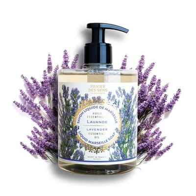 Panier des Sens - Liquid Hand Soap - Lavender Hand Wash - French Marseille Moisturizing Hand Soap with Coconut Oil - Refillable Kitchen &amp; Bathroom Hand Soap - 97% Natural Ingredients -16.9 Fl.oz