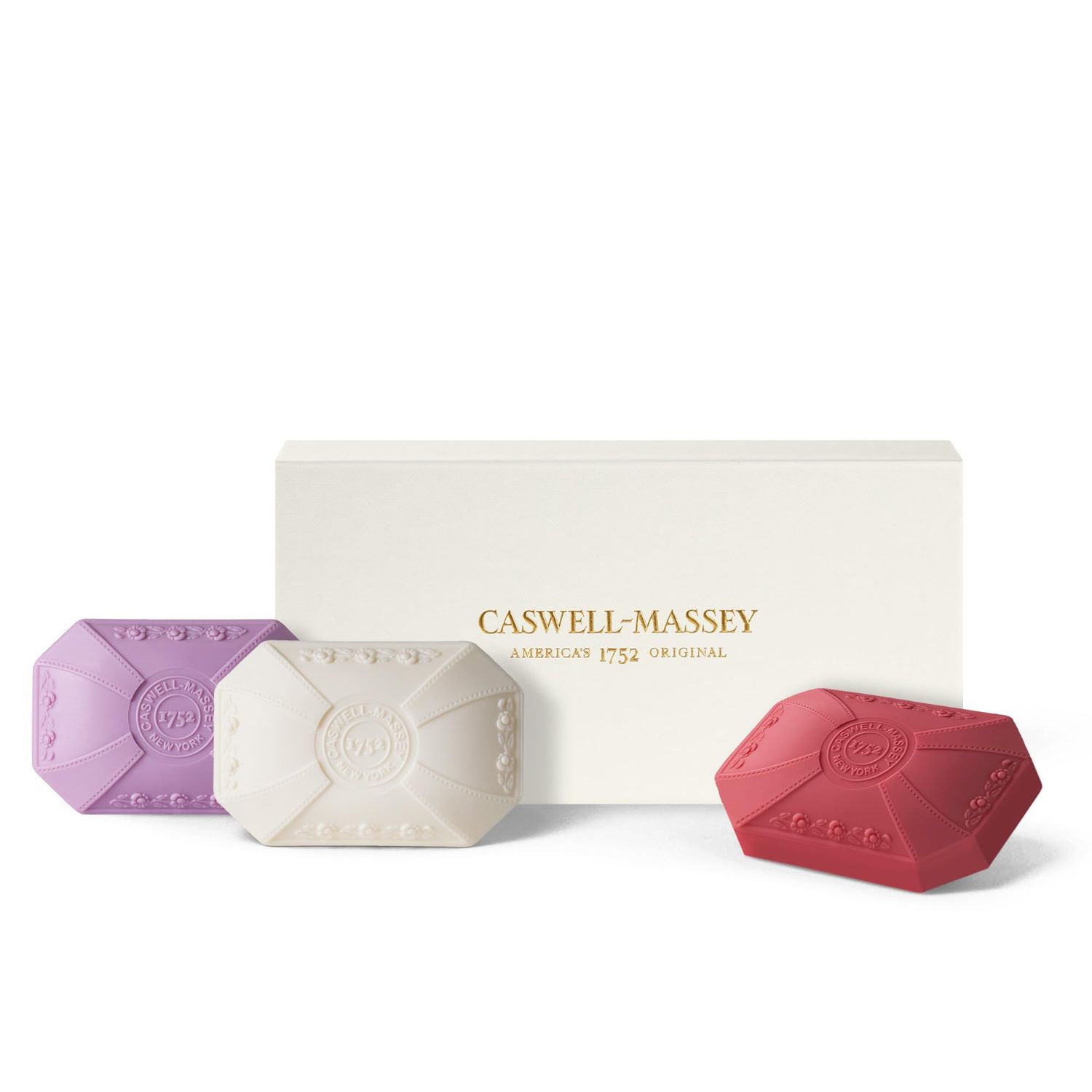 Caswell-Massey Castile Bar Soap, Womens Body Wash, Hand Soap, and Face Wash, Moisturizing Natural Body Soap for Bath or Shower, Lilac, Gardenia &amp; Honeysuckle, 3 (3.5 oz bar) Gift Set