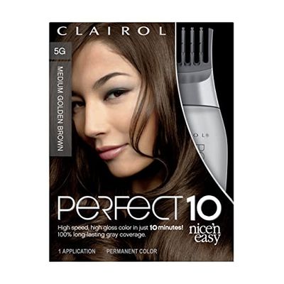 Clairol Nicen Easy Perfect 10 Permanent Hair Dye, 5G Medium Golden Brown Hair Color, Pack of 1