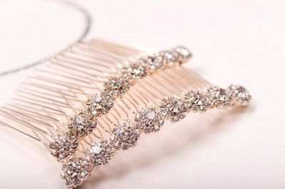 Letshopping High-grade Alloy Diamond Tiara Comb Hair Accessories Hair Fork(2pc) Rose gold