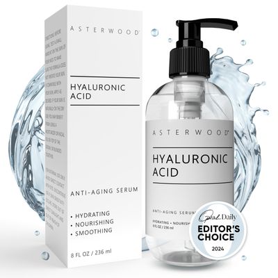 Asterwood Hyaluronic Acid Serum for Face - Plumping, Anti-Aging, Hydrating - Fragrance-Free - 8 Fl Oz