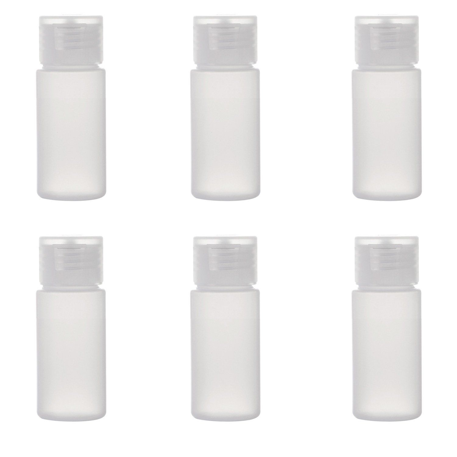ALINK Travel Size Plastic Empty Toiletry Bottles, 30ml (1 oz) Pack of 6 Liquid Containers with Labels