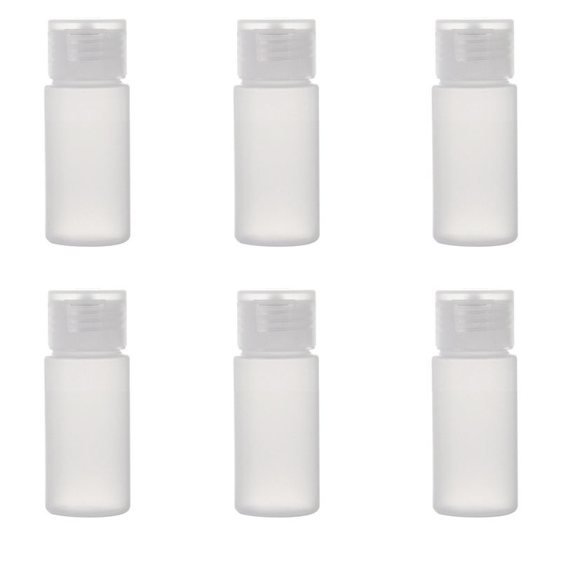 ALINK Travel Size Plastic Empty Toiletry Bottles, 30ml (1 oz) Pack of 6 Liquid Containers with Labels