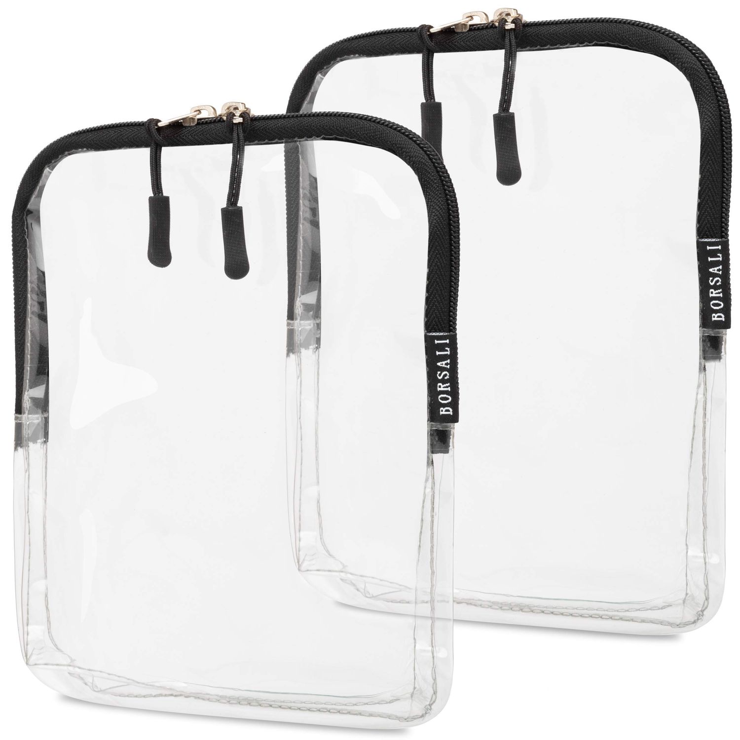 BORSALI TSA Quart Size Bag Approved for Carry On Travel - One (1) Quart Clear Toiletries, Cosmetic and 3-1-1 Liquids Toiletry Bag - 2 Pack